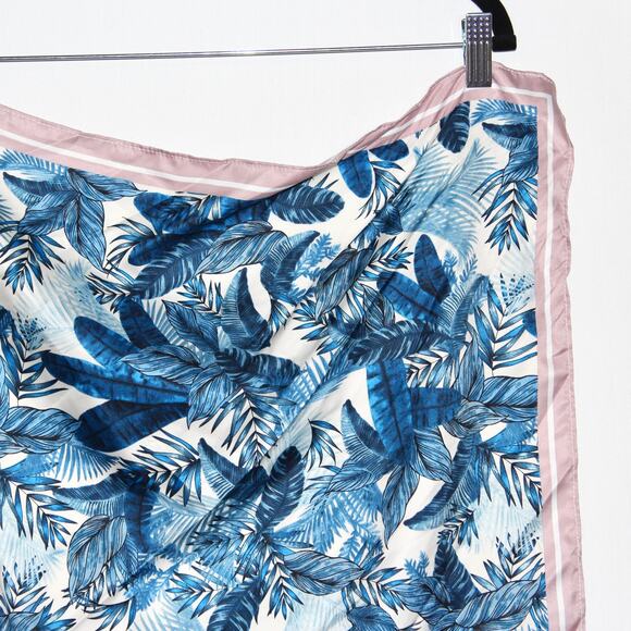 KOTON Pink and Blue Tropical Neck Square Scarf - Picture 2 of 2